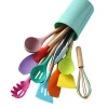 Wholesale Fun Bbq Eco Silicone Utensil With Wooden Handles Set Kitchen Cooking Tools