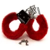 WHOLESALE FURRY FLUFFY HANDCUFFS PINK BLACK METAL FANCY DRESS HEN NIGHT STAG DO PLAY TOY KF892
