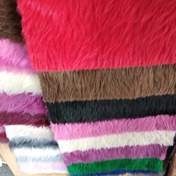 Wholesale polyester soft colorful leopard white pink upholstery fluffy long pile plush artificial f fake faux fur fabrics