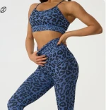 Wholesale Sports Fitness Yoga Wear Custom Logo Workout Fitness Sport Sets For Women Leopard Nylon Spandex Seamless Yoga Set