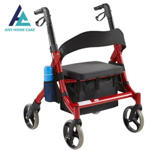 Wholesale strengthening frame medical shopping rollator walker with seat and backrest for elderly and disabled