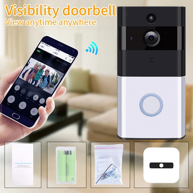 Wi-Fi smart Enabled Video Doorbell in Satin Nickel Works with Alexa