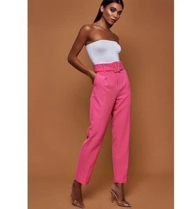 Women casual pants fall high waist nine straight line trousers in stock