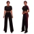 Import Women summer hot new arrival  2 pieces set loose slim casual patchwork contrast stripe wide leg trousers high street wear from China