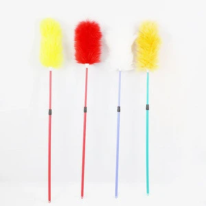 Wool Fiber Bristle Cleaning Lambswool Duster With Adjustable Handle Sheep Skin