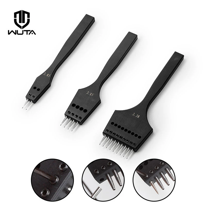 WUTA Black Sharp Head Replaceable Pricking Iron Hole Punch Chisel Leather Tool Removable Chisel Craft Stitching Punch