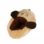 Yellow color cartoon bedroom slippers dog shaped winter animal slippers