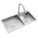 YIDA SUS 304 Stainless Steel hand made deep double bowl handmade kitchen sink for apartment