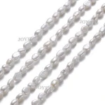 Zhejiang Hot 5-6mm Flat Shape Top Drilled Pearls with Horizontal and Vertical Holes Loose Baroque Freshwater Pearl in Strand