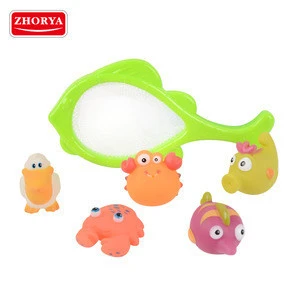 zhorya cheap baby bath toy organizer with vinyl toy animal