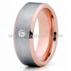 Hot seller new rose gold brushed cz inlay tungsten mens rings