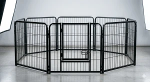 Premium Modular Metal Pet Playpen 8 Panel Heavy Duty Powder-Coated Steel Pet Enclosure | Expandable Indoor Outdoor Exer