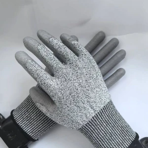 Cut Resistant Work Gloves PU Coating, ANSI  A4 / EN388 4X43D, ODM
