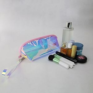 Hot Sale PVC Mini Cosmetic Bag Iridescent Hand-held Toiletry Pouch Women's Best Make Up Bag
