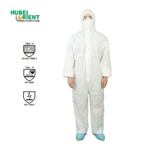 Type 5/6 White Disposable SMS Protective Coverall