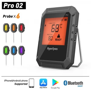 Bluetooth Meat thermometer Grill thermometer for Digital LCD Remote Wireless BBQ Meat Thermometer Kitchen Oven Food Cooking Thermometer and Timer Grilling Roasting Smoker Temperature Probe