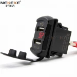 Socket with Voltmeter type dual usb car charger DC 12V 24V LED digital display 5v 4.2a carling socket