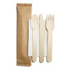 Disposable wooden cutlery set with napkin made in Vietnam