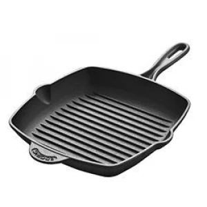 pre-seasoned  cast iron square  grill pan with easy grip handles 27.5cm