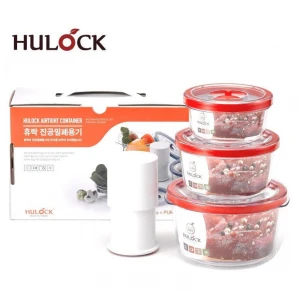 Hulock vacuum airtight food storage container 3pcs round set