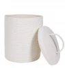 Large Cotton Rope Woven Baskets for Nursery Laundry White Round Hamper with Lid Handles