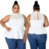 0420M082 Summer Latest Design 2020 fat Ladies Fashionable Sexy sleeveless solid Tops Shirt And Blouse plus size women clothing