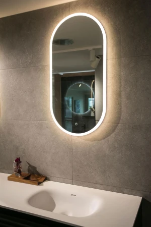 BRILLIANCE Acrylic Framed Oval Mirror W/ Led Light & Demister