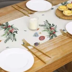 Home Kitchen Decor Fanncy Christmas Table Runner Linen Polyester Table Runners And Placemats Sets For Party