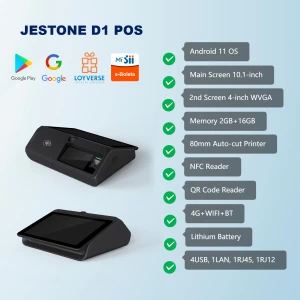 D1 Dual-screen Desktop POS with Printer & Scanner 10.1 Inch Tablet Cash Register ECR 4G WIFI