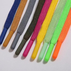 9mm Cotton-Polyester flat drawcord with 25*6mm plastic tipping end