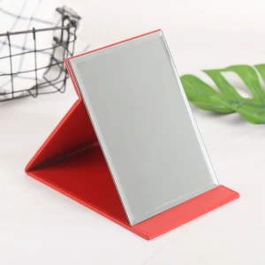 High-grade leather desktop folding vanity mirror makeup gadgets PU makeup mirror