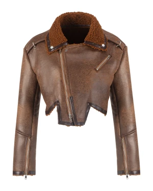 Ladies’ suede bonded fur jacket(T84227)
