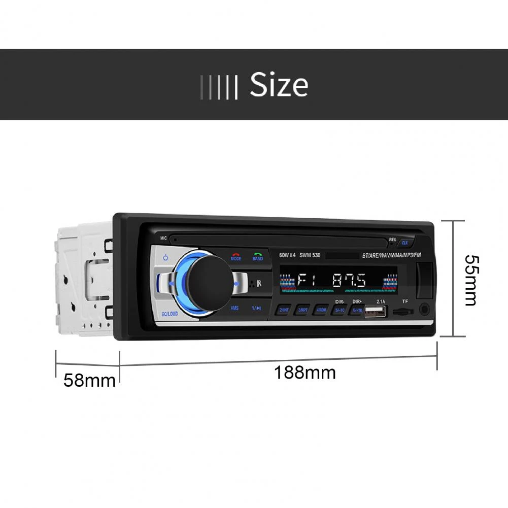 12V 1 Din Car Multimedia MP3 Player Dual USB 2.1A Phone Charging FM Radio/AUX/U Disk/Card Playback  car Stereo Player Music