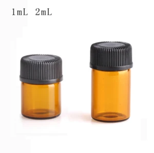 1/4 Dram 1ml mini Amber Glass Essential Oil Bottle with orifice reducer