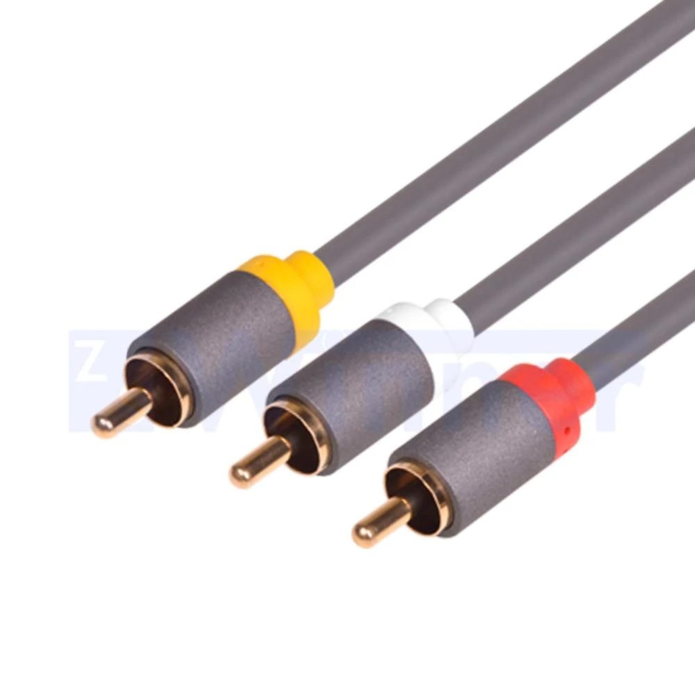 1.5m 30m Audio Cable 3RCA -3RCA RCA Composite Cable GOLD MALE-MALE Twisted Pair POLYBAG Braid