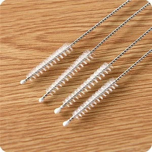 17.3CM Straw Cleaning Brush Pipe Brush Stainless Steel Soft Hair Straw Cleaning Brushes Tools