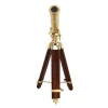 18 inch Double Barrel Golden Telescope With Wooden Tripod Stand Antique Look CHTEL5000