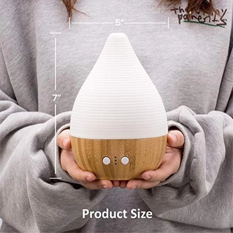 180ml Essential Oil Humidifier Auto Off Aroma Ultrasonic Diffuser with Ceramic and real wood Night Light