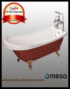 2017 Cheap price small sizes optional European style red bathtub with clawfoot legs standing
