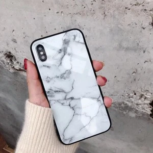 2018 Combo Tempered Glass TPU Shell Cell Phone Case For iPhone X Glass Case Marble Printing Back Cover For iPhone 8