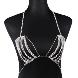 2018 New Shiny Rhinestone Crystal Bra Chest Women Body Chain Harness Body Jewelry
