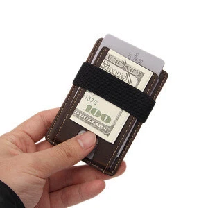 2019 new arrival men artificial leather credit card elastic magic credit card holder