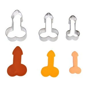 2019 Valentine Set of 3 Penis Shape Stainless Steel JJ Cookie Cutter Set, Cake Fondant Adult Biscuits Tools