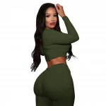 2020 Designer Clothing long sleeve crop top screw thread high waist leggings women gym clothes
