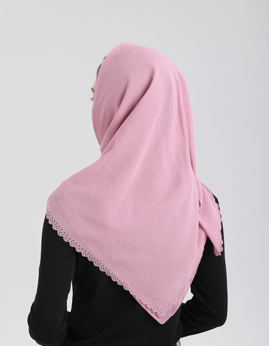 2020 Fashion Foulard Malaysia Scarves Muslim Chiffon Square Instant  Scarves Pure Color Edge Cut Flower Breathable Hijab