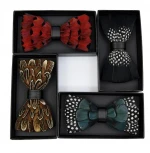 2020  Novelty Weeding Feather Bow Tie Natural Material Handmade Bowtie with Gift BOX Neckwear