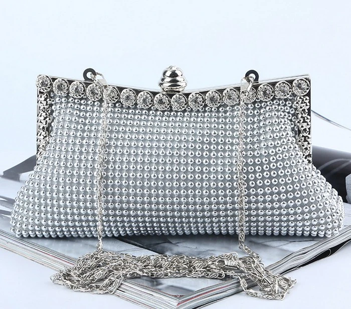 2021 Promotion gift fashion Austrian crystal black gold silver clutch bag purse women evening