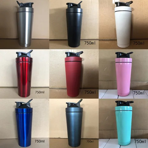 2023 high quality Wholesale Gym Metal Protein Cup Single wall Insulation stainless steel shaker bottle