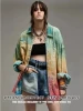 2024 fall new wasteland rock girl shirt rainbow gradient  brushed loose fashion loose style sub big shirt