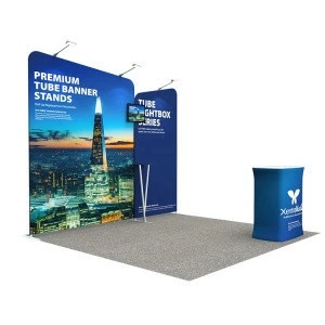 20ft Portable Custom Trade Show Displays Exhibition Expro Pop Up Stand Booth with Spotlights Counter Roll Up Banner